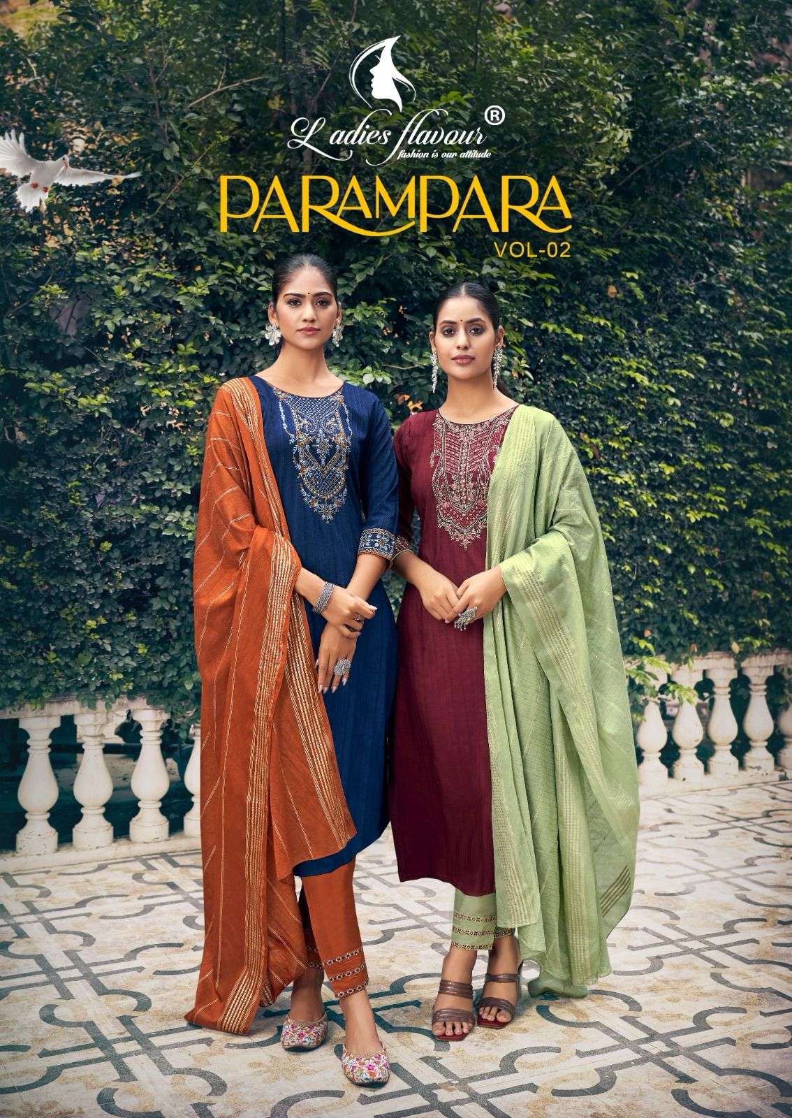 PARAMPARA VOL-2 BY LADIES FLAVOUR 1001 TO 1006 SERIES CHINON WORK DRESSES