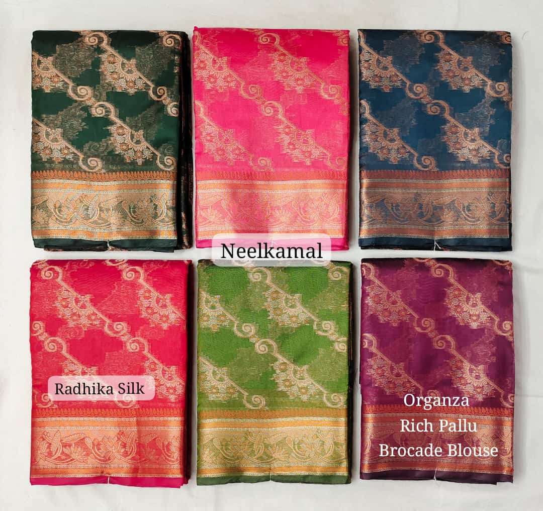 RADHIKA SILK VOL-3 BY NEELKAMAL SAREES INDIAN LATEST DESIGNER ORGANZA SILK SAREES