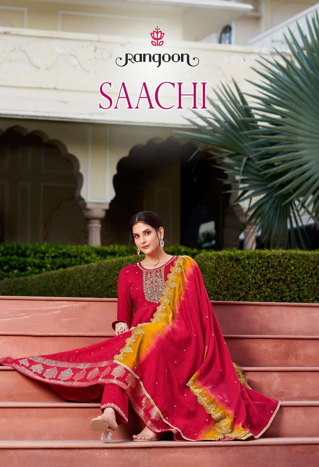 SAACHI BY RANGOON 4881 TO 4884 SERIES HEAVY VISCOSE JACQUARD WORK DRESSES