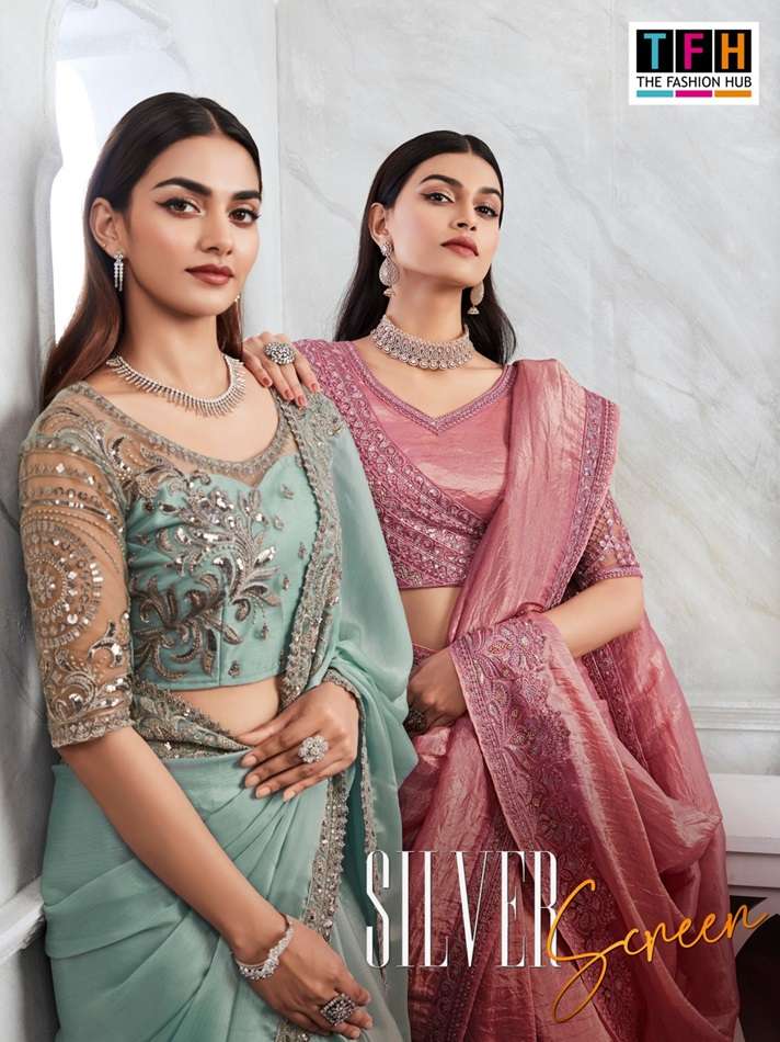 SILVER SCREEN VOL-19 BY TFH 29001 TO 29018 SERIES DESIGNER SILK WORK SAREES