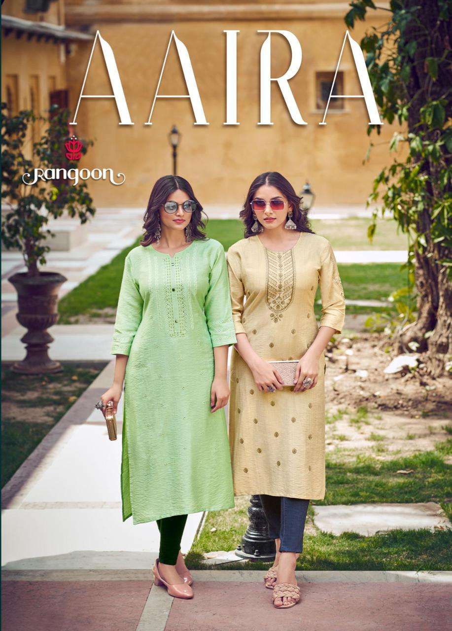 AAIRA BY RANGOON 5171 TO 5175 SERIES HEAVY PURE VISCOSE WORK KURTIS