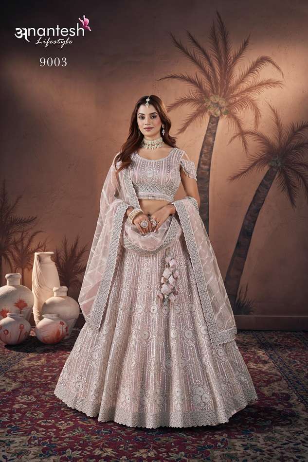 BRIDAL COUTURE 9003 BY ANANTESH LIFESTYLE DESIGNER NET HANDWORK LEHENGAS