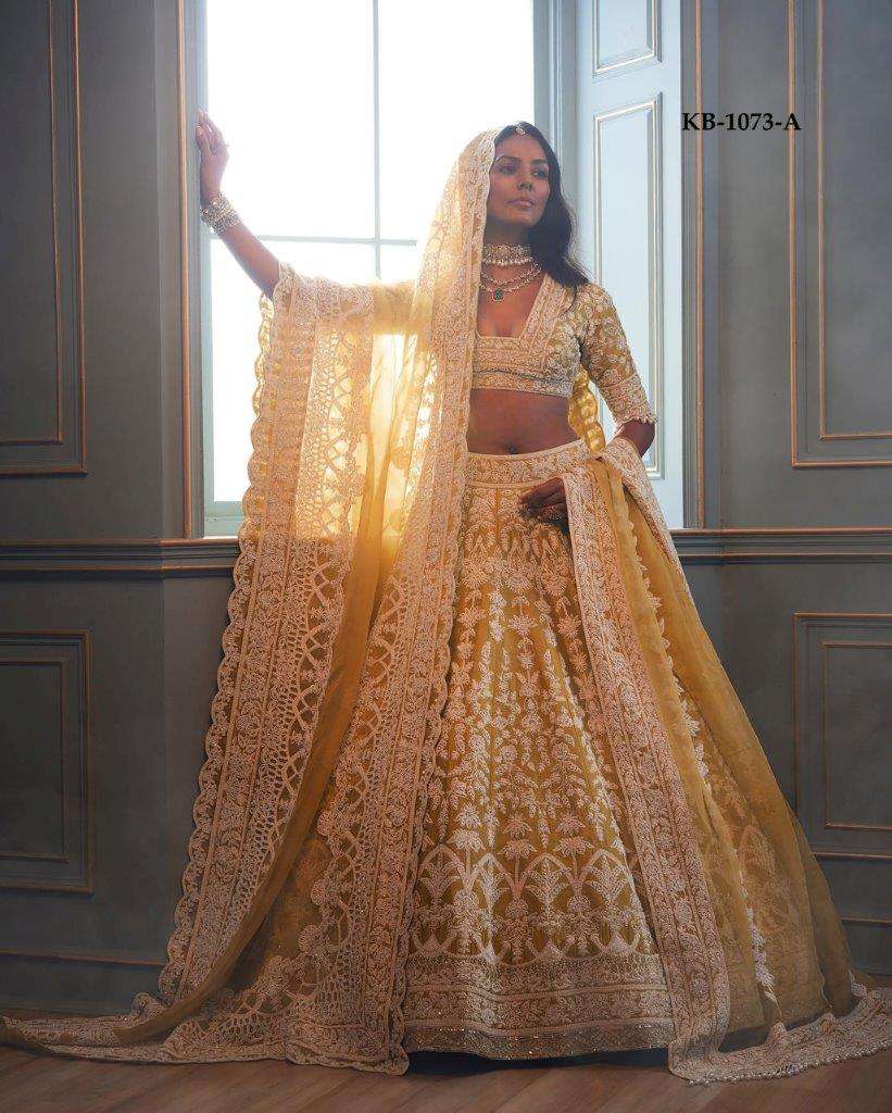 KB-1073 COLOURS BY SENHORA HEAVY DESIGNER BUTTERFLY NET LEHENGAS