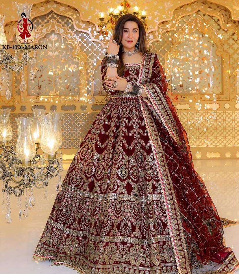 KB-1076 COLOURS BY SENHORA HEAVY DESIGNER 9000 VELVET WORK LEHENGAS