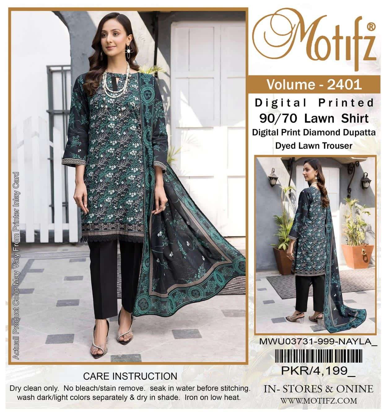 MOTIFZ 2401 BY ASLIWHOLESALE DESIGNER LAWN COTTON PRINTED DRESSES
