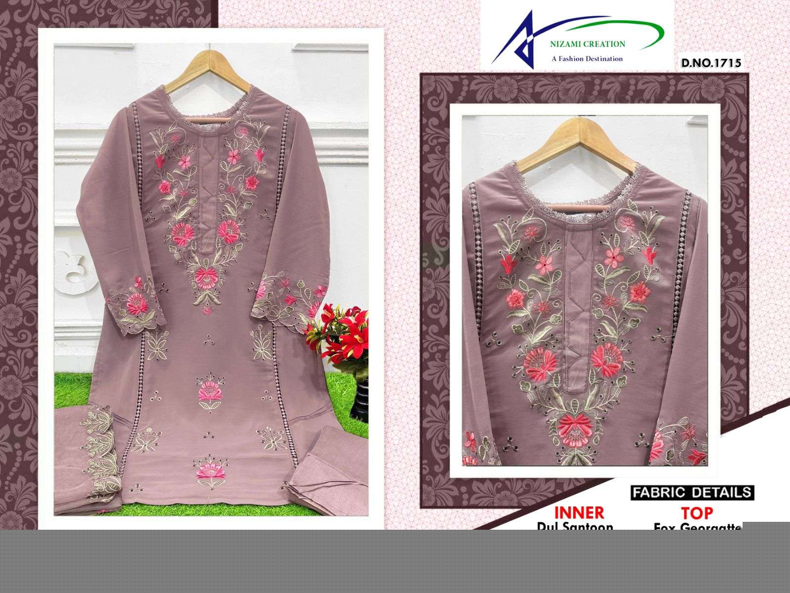 NIZAMI 1715 COLOURS BY ASLIWHOLESALE FAUX GEORGETTE STITCHED DRESSES