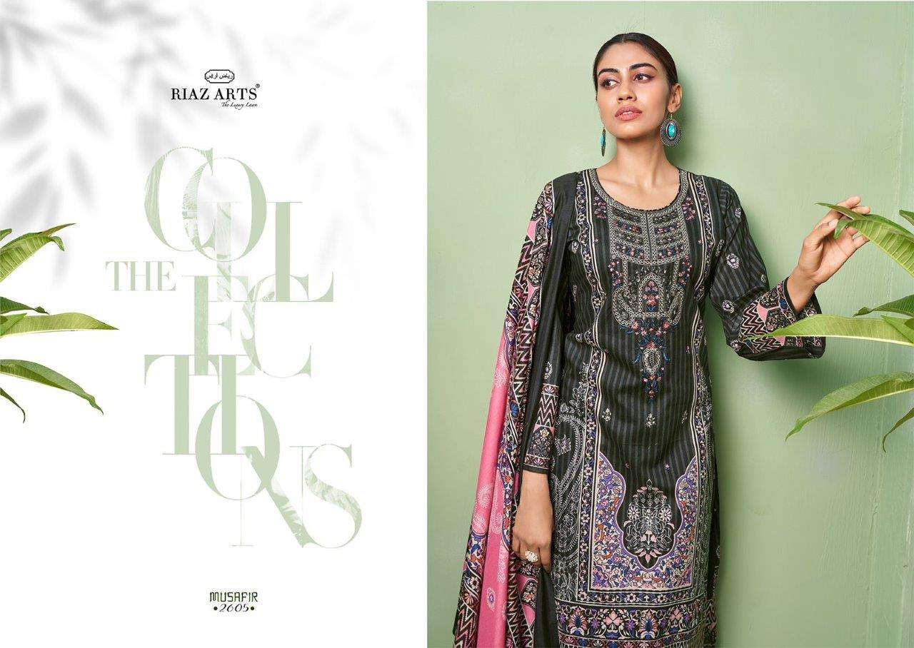 RIAZ MUSAFIR VOL-2 BY ASLIWHOLESALE 2601 TO 2608 SERIES KARACHI LAWN PRINT EMBROIDERY DRESSES