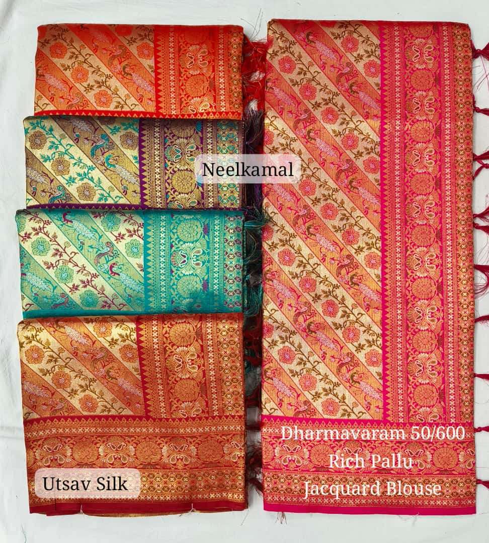 UTSAV SILK BY NEELKAMAL SAREES EXCLUSIVE DESIGNER SILK  WEAVING PRINT SAREES