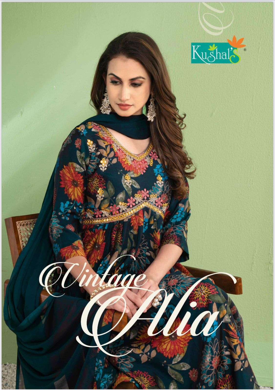 VINTAGE ALIA BY KUSHALS 25501 TO 25510 SERIES DESIGNER CHANDERI PRINTED DRESSES