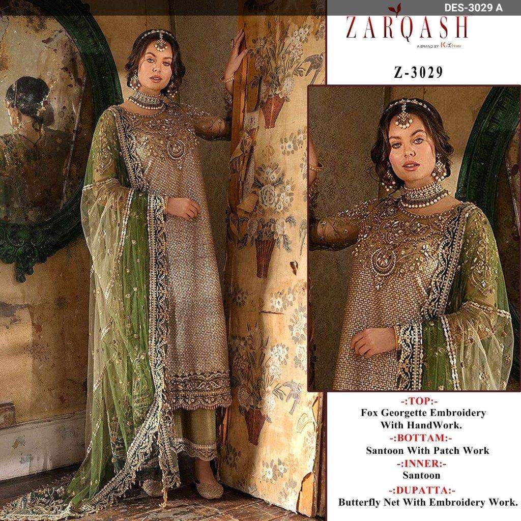 Z-3029 COLOURS BY ZARQASH DESIGNER ORGANZA EMBROIDERED UNSTITCHED DRESSES