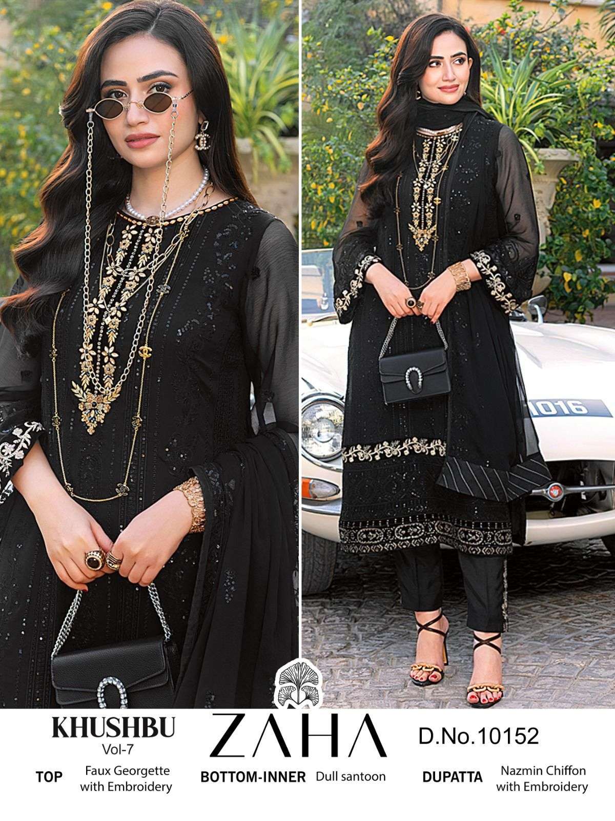 ZAHA 10152 BY ZAHA DESIGNER FAUX GEORGETTE EMBROIDERED PAKISTANI DRESS