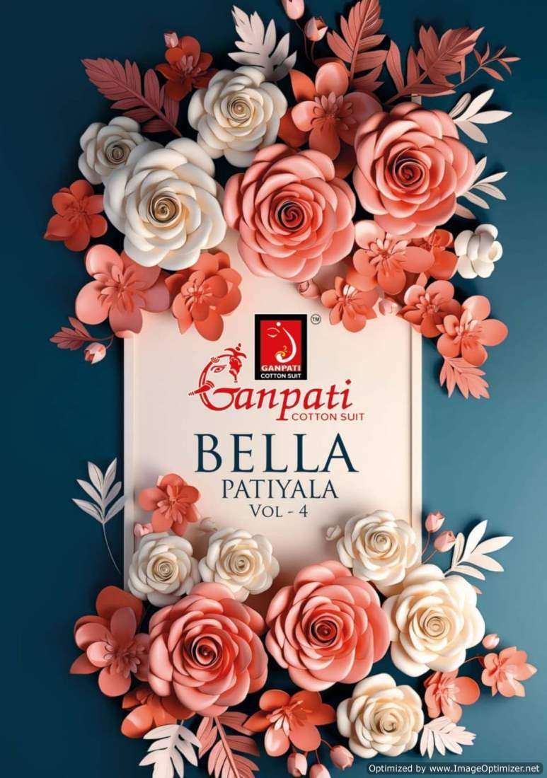 BELLA PATIYALA VOL-04 BY GANPATI COTTON SUIT 4001 TO 4015 SERIES COTON PRINTED DRESSES