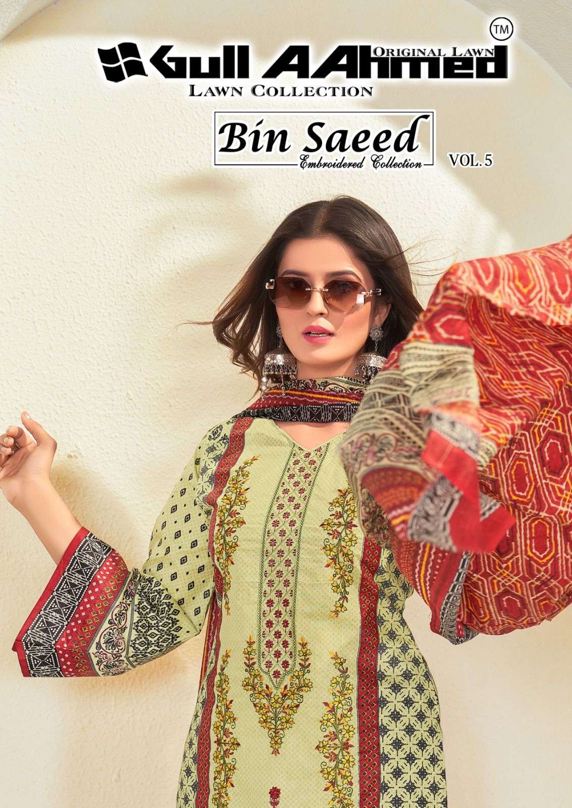 BIN SAEED VOL-5 BY GULL AAHMED 5001 TO 5006 SERIES LAWN COTTON PRINTED DRESSES