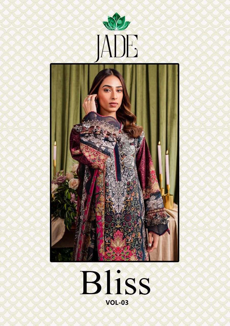 BLISS VOL-3 BY JADE 301 TO 308 SERIES PURE COTTON PRINT PAKISTANI DRESSES