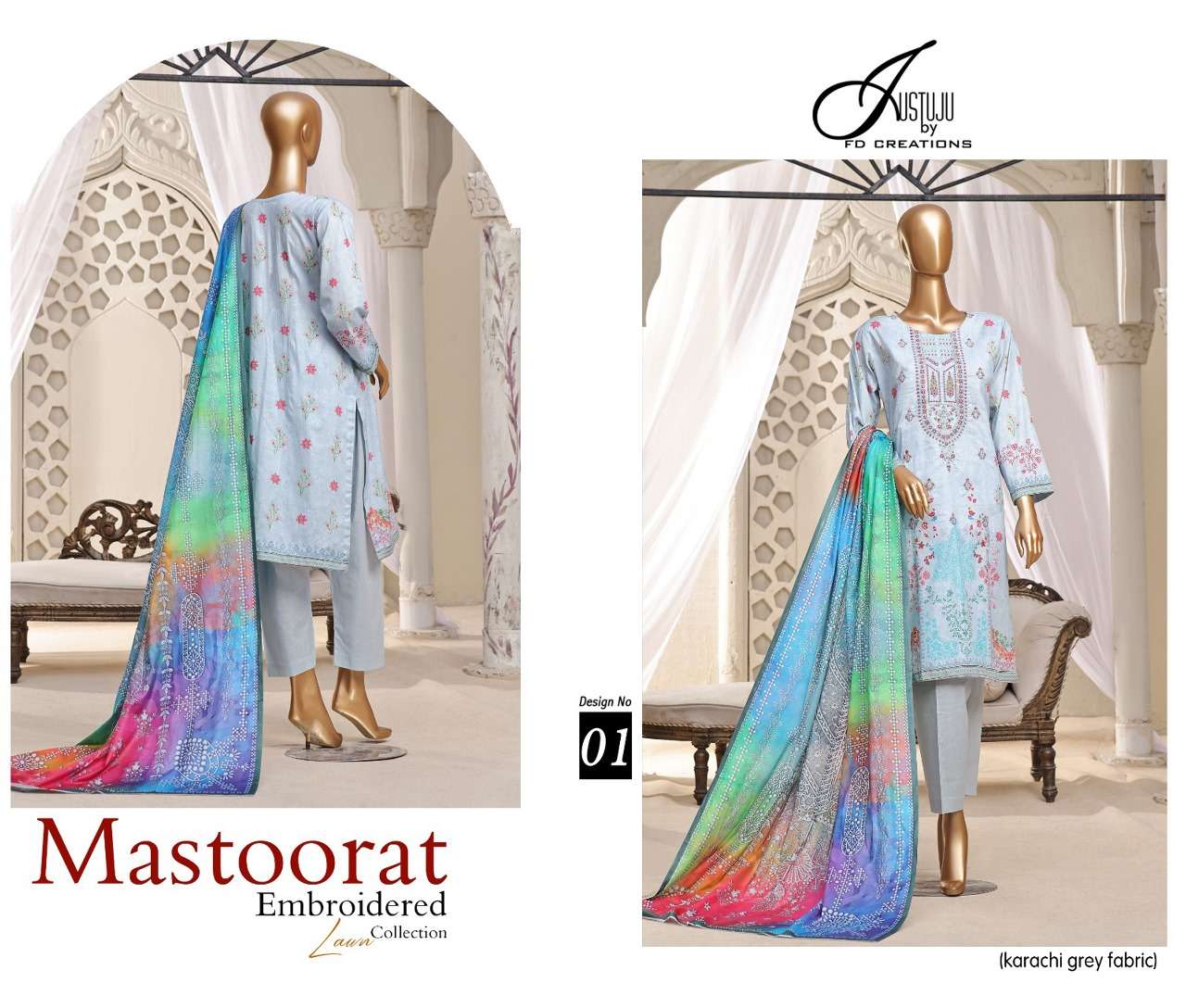 JUSTUJU MASTOORAT BY ASLIWHOLESALE DESIGNER LAWN COTTON PRINTED DRESSES
