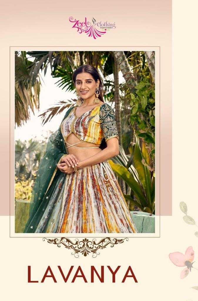 LAVANYA VOL-1 BY ZEEL CLOTHING DESIGNER CHINON STYLISH GIRLISH LEHENGAS