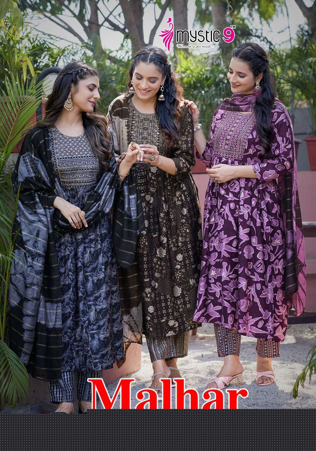 MALHAR VOL-01 BY MYSTIC 9 1001 TO 1008 SERIES CHANDERI MODAL PRINT DRESSES