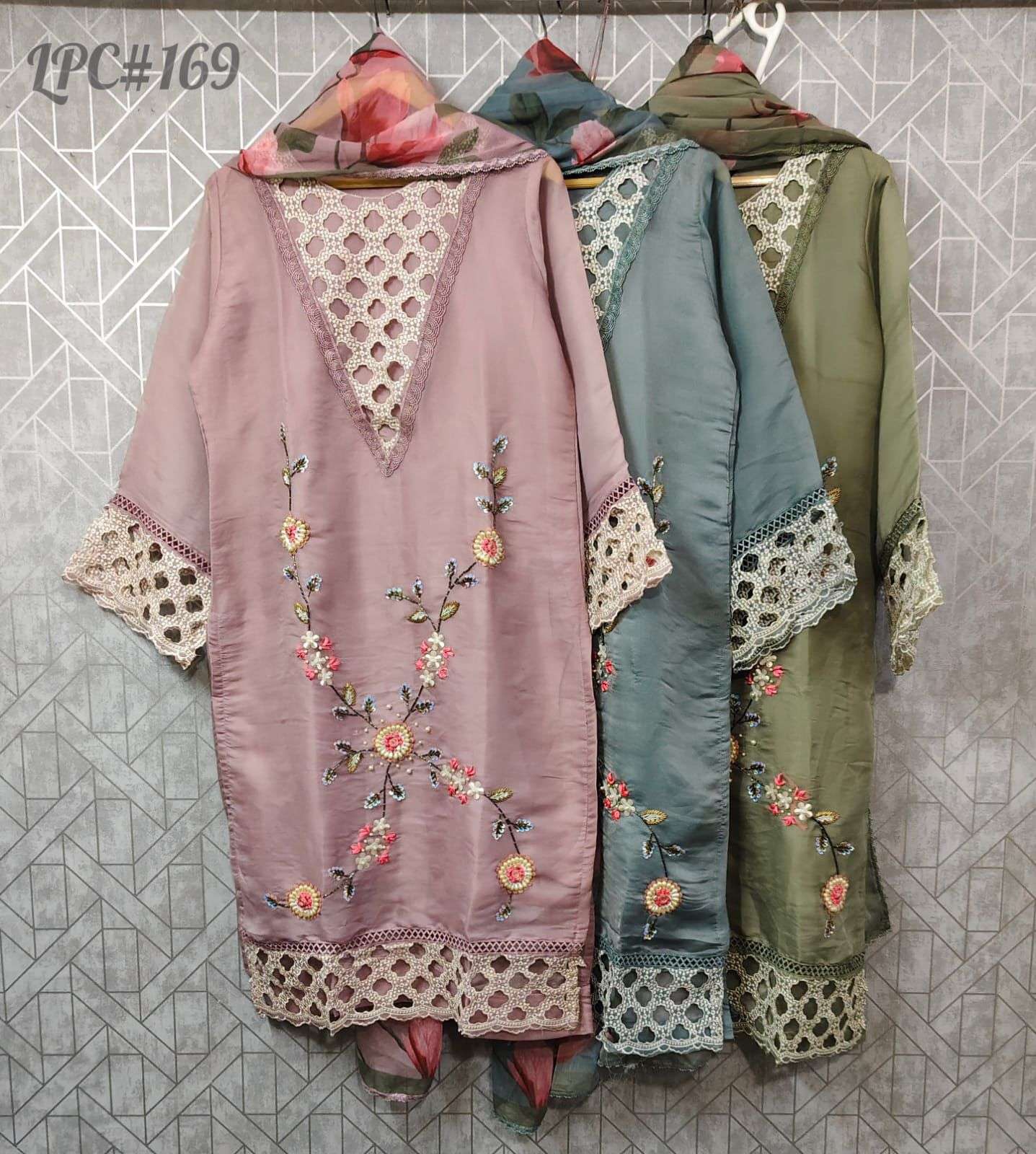 MARYAM 169 COLOURS BY ASLIWHOLESALE HEAVY SOFT ORGANZA WORK DRESSES