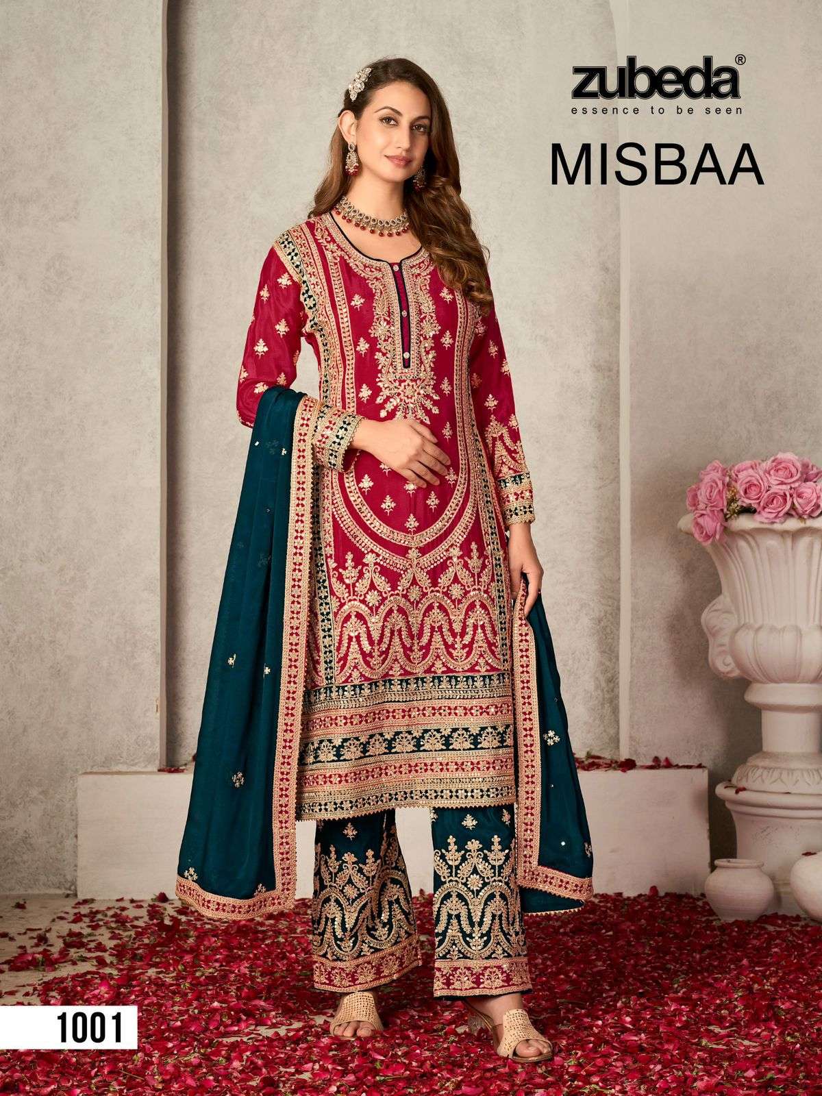 MISHBAA BY ZUBEDA 1001 TO 1002 HEAVY CHINON SİLK EMBROIDERED DRESSES