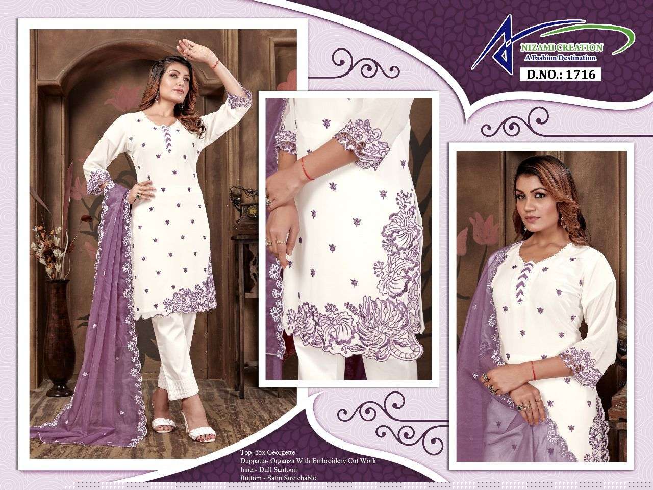 NIZAMI 1716 COLOURS BY ASLIWHOLESALE FAUX GEORGETTE STITCHED DRESSES