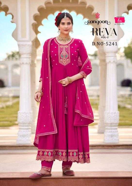 REVA VOL-02 BY RANGOON 5241 TO 5244 SERIES HEAVY RAYON WORK DRESSES