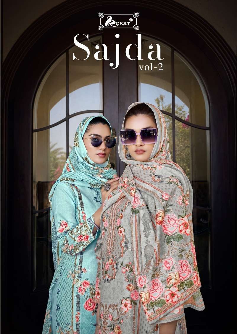 SAJDA VOL-02 BY KESAR 218001 TO 218006 SERIES PURE LAWN COTTON PRINTED DRESSES