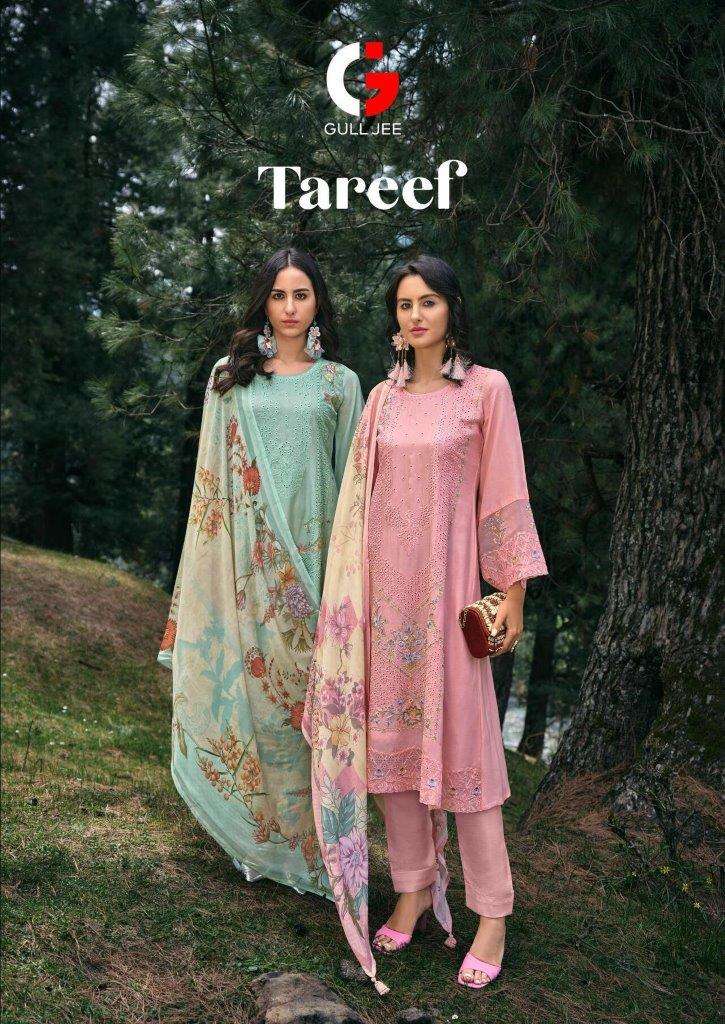 TAREEF BY GULL JEE 10001 TO 10006 SERIES PURE RUSSIAN SILK EMBROIDERY DRESSES