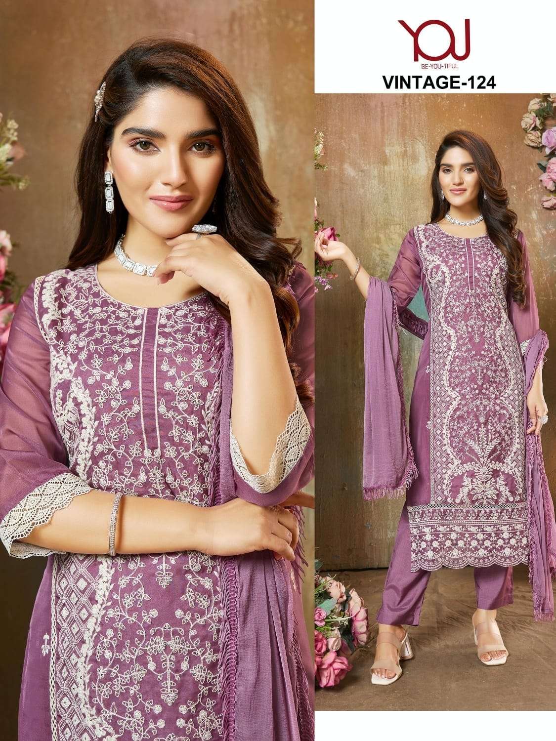 VINTAGE VOL-02 BY YOU DESIGNER FACNY ORGANZA PRINTED STITCHED DRESSES