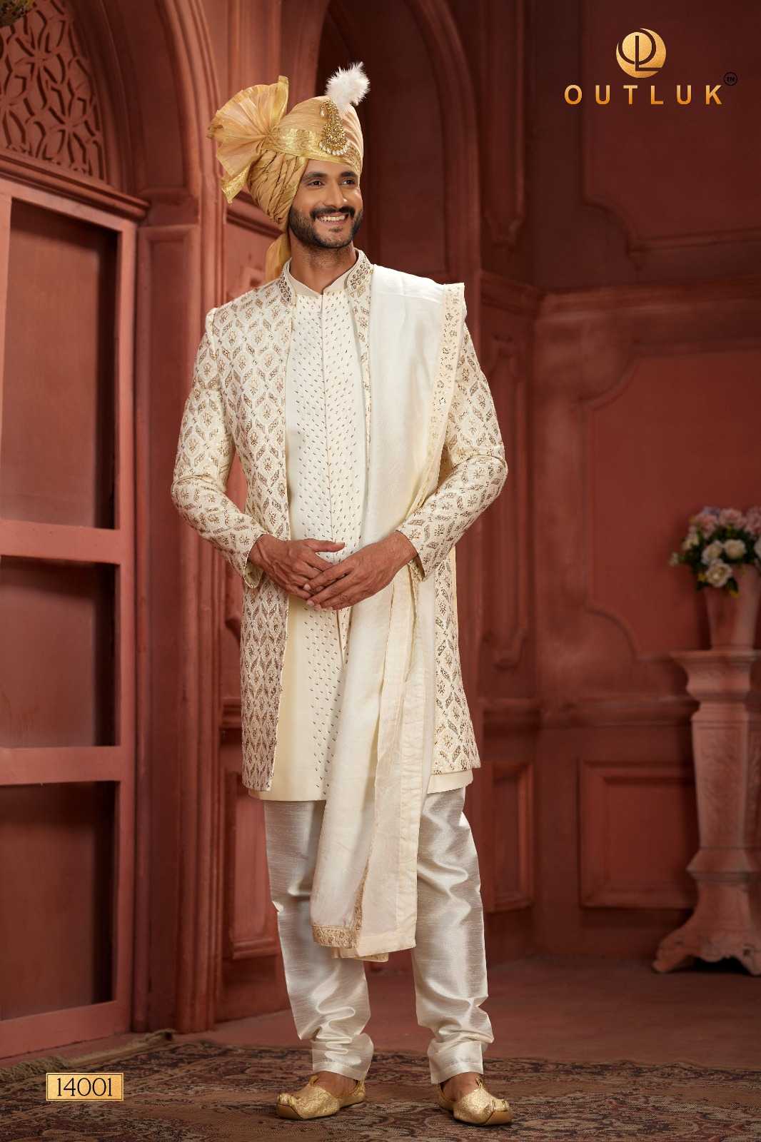 WEDDING COLLECTION VOL-14 BY OUTLUK 14001 TO 14012 SERIES MENS SHERWANI