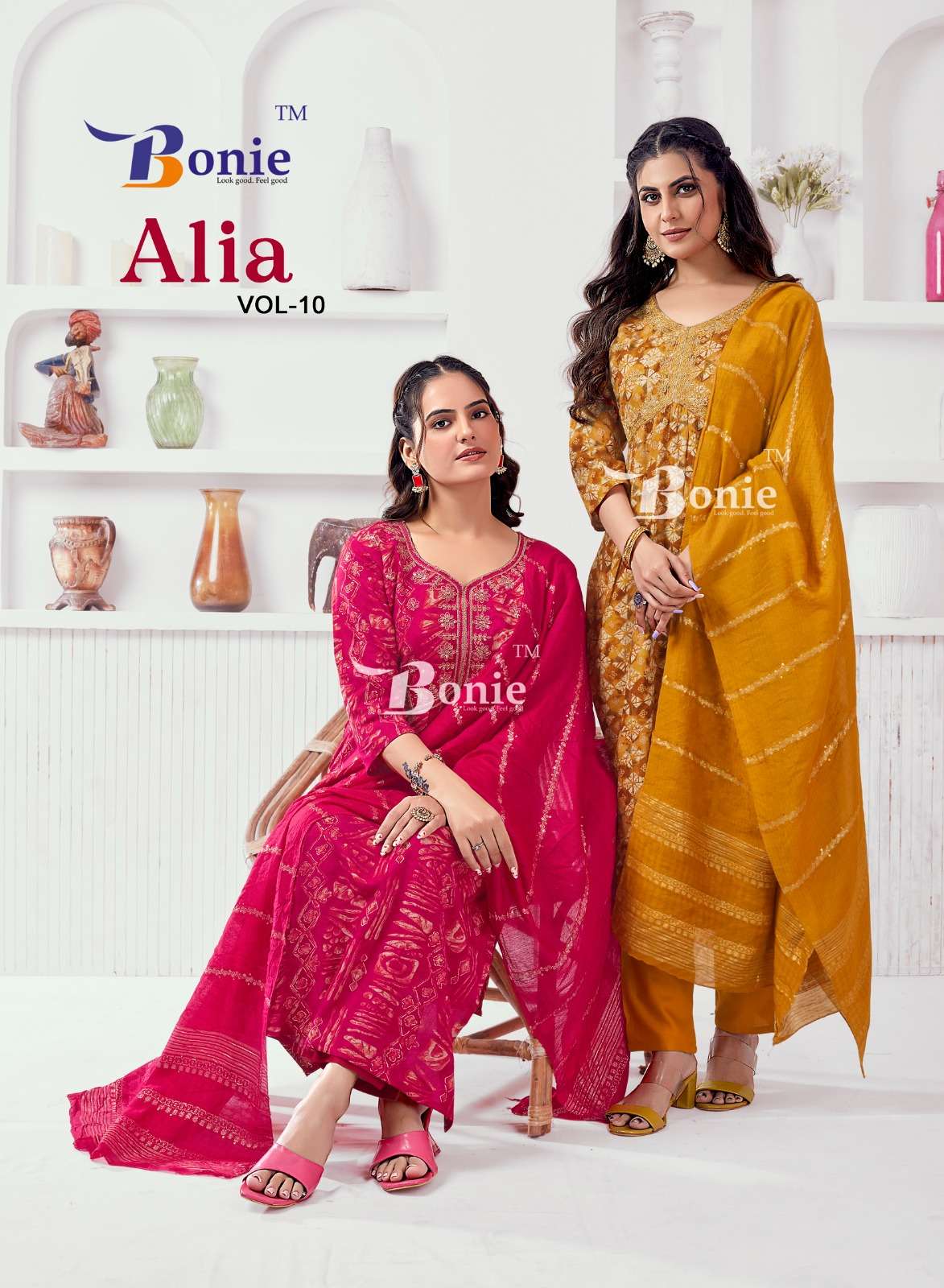 ALIA VOL-10 BY BONIE 1001 TO 1006 SERIES RAYON PROSIUM PRINT DRESSES