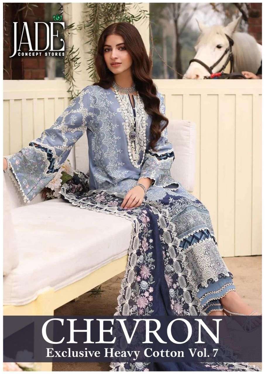 CHEVRON EXCLUSIVE VOL-7 BY JADE 61 TO 66 SERIES PURE COTTON PRINT PAKISTANI DRESSES