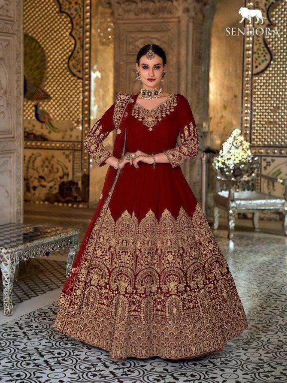 DULHAN GOLD BY SENHORA DESIGNER VELVET HEAVY WORK BRIDAL GOWNS