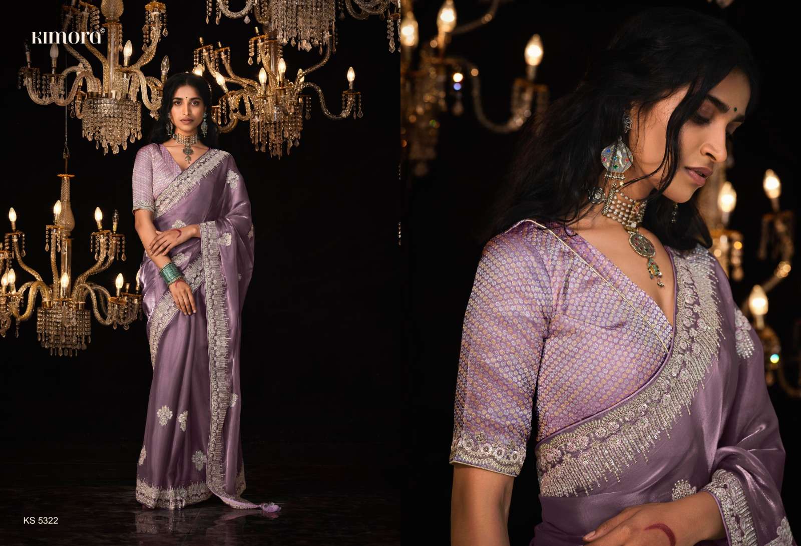 KS-5322 COLORS BY KIMORA DESIGNER LATEST FANCY TISSUE SILK WITH LATKANS SAREES