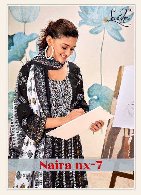 NAIRA NX VOL-07 BY LEVISHA 7013 TO 7019 SERIES CAMBRIC COTTON EMBROIDERY DRESSES