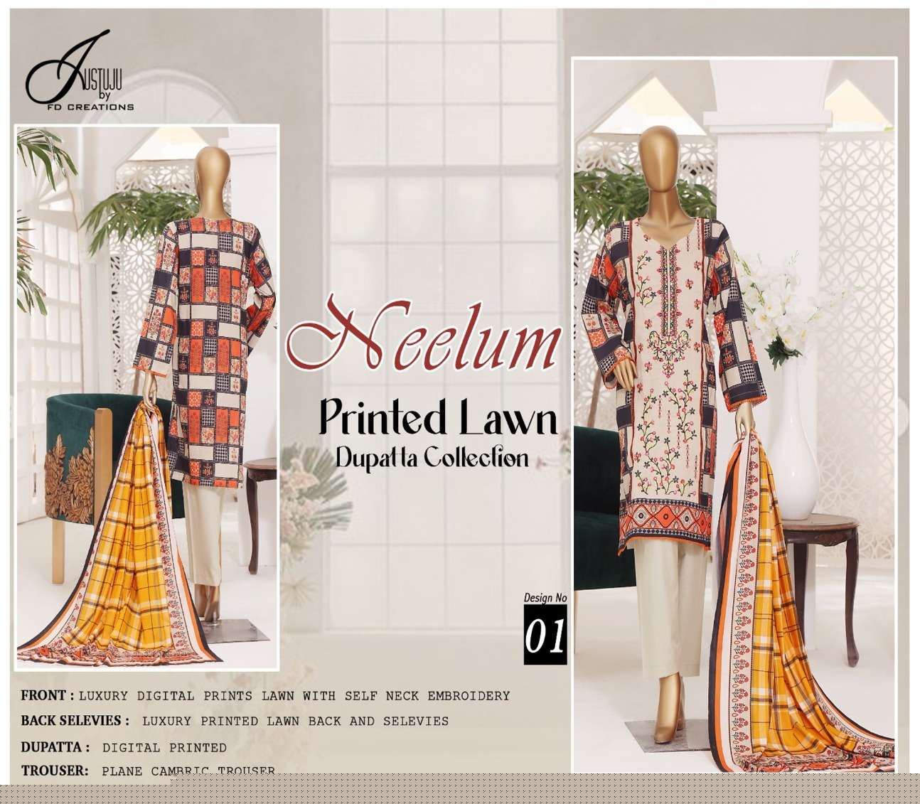 NEELUM MEHBOOBA BY ASLIWHOLESALE DESIGNER LAWN COTTON PRINTED DRESSES