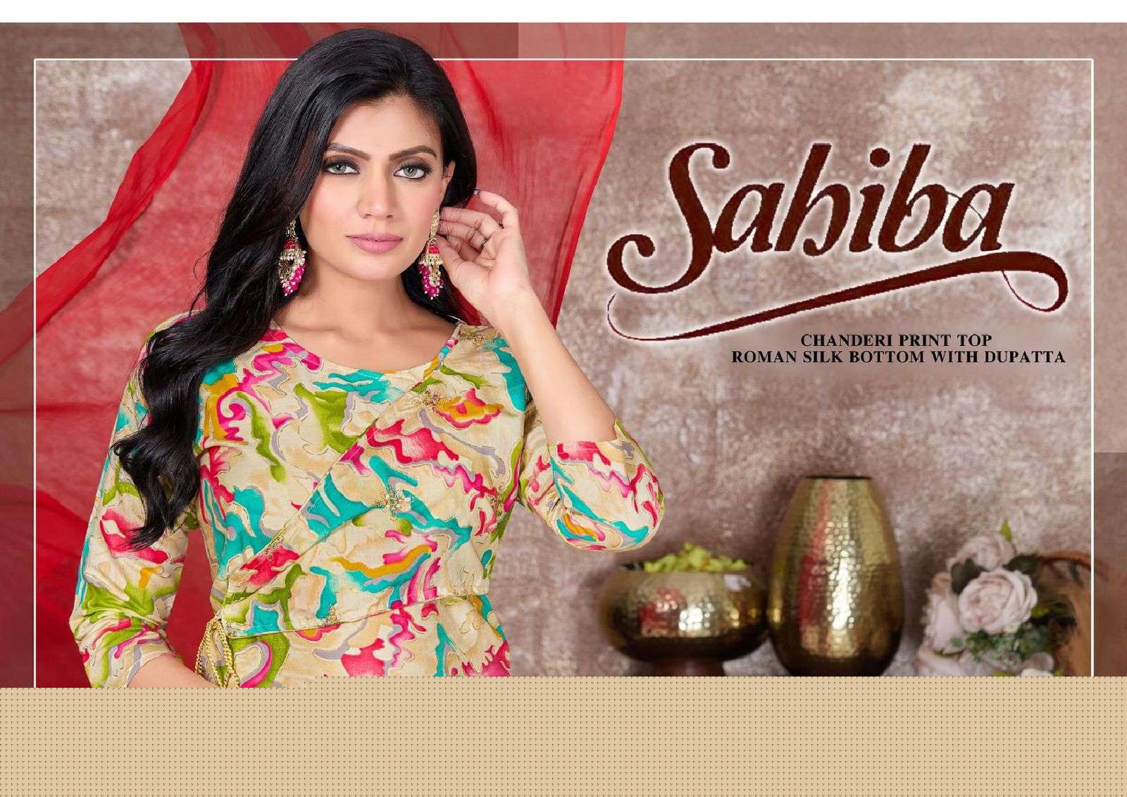 SAHIBA BY ASLIWHOLESALE DESIGNER FACNY CHANDERI PRINT DRESSES