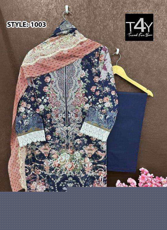 STYLE-1003 BY ASLIWHOLESALE DESIGNER FACNY LAWN COTTON  PRINT DRESSES