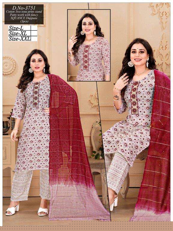 TEENA VOL-01 BY ASLIWHOLESALE DESIGNER FACNY TWO TONE COTTON PRINT DRESSES