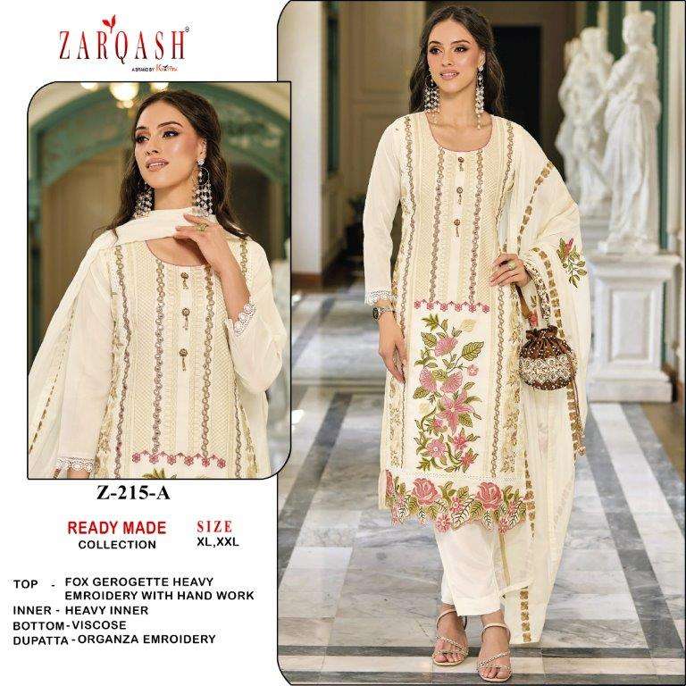 Z-215 COLOURS BY ZARQASH DESIGNER FAUX GEORGETTE EMBROIDERY DRESSES