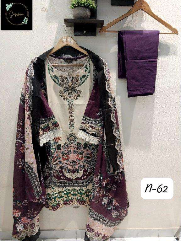 AGHA NOORAIN-62 BY SAPPHIRE DESIGNER PURE LAWN COTTON PAKISTANI DRESSES