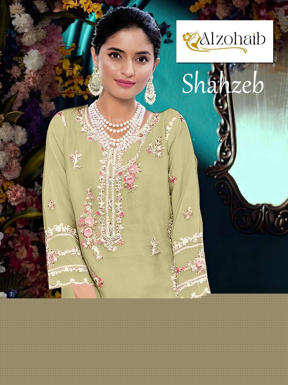 ALZOHAIB SHAHZEB BY ASLIWHOLESALE HEAVY EMBROIDERED ORGANZA PAKISTANI DRESSES