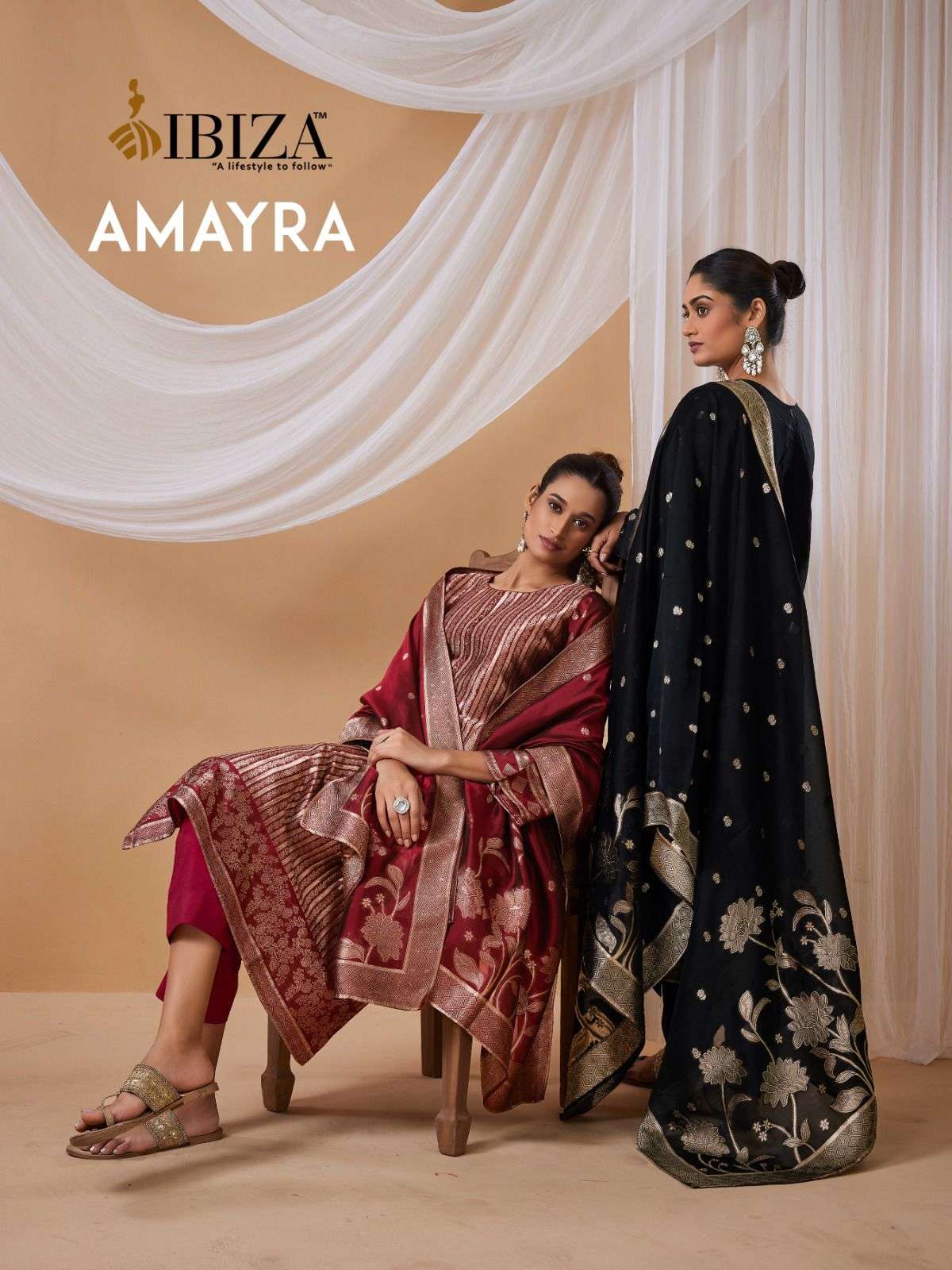 AMAYRA BY IBIZA 15601 TO 15604 SERIES PURE BANGLORY SILK JACQUARD PRINT DRESSES