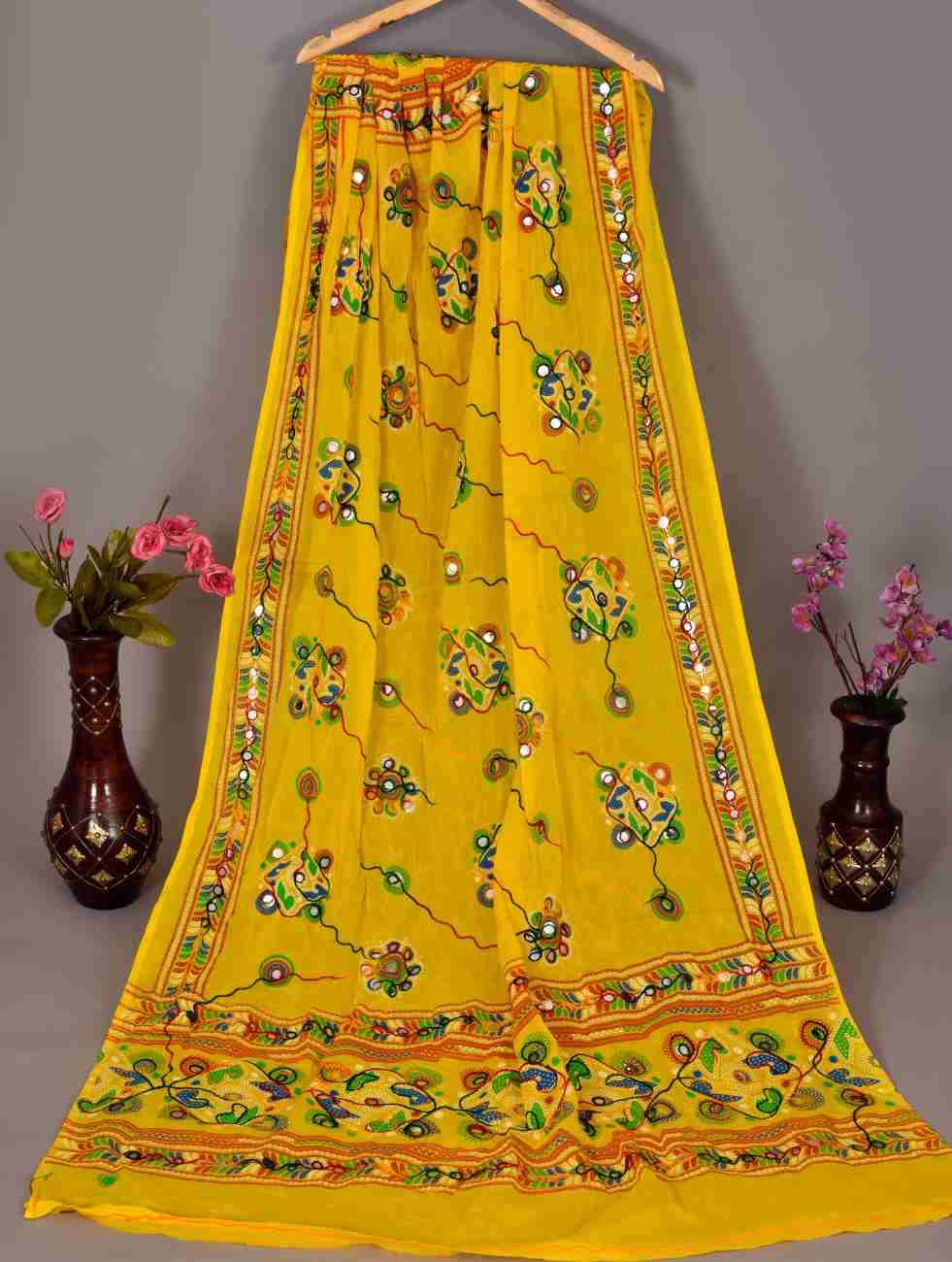 BANJARA BY ASLIWHOLESALE FANCY COTTON EMBROIDERY THREAD WORK DUPATTA