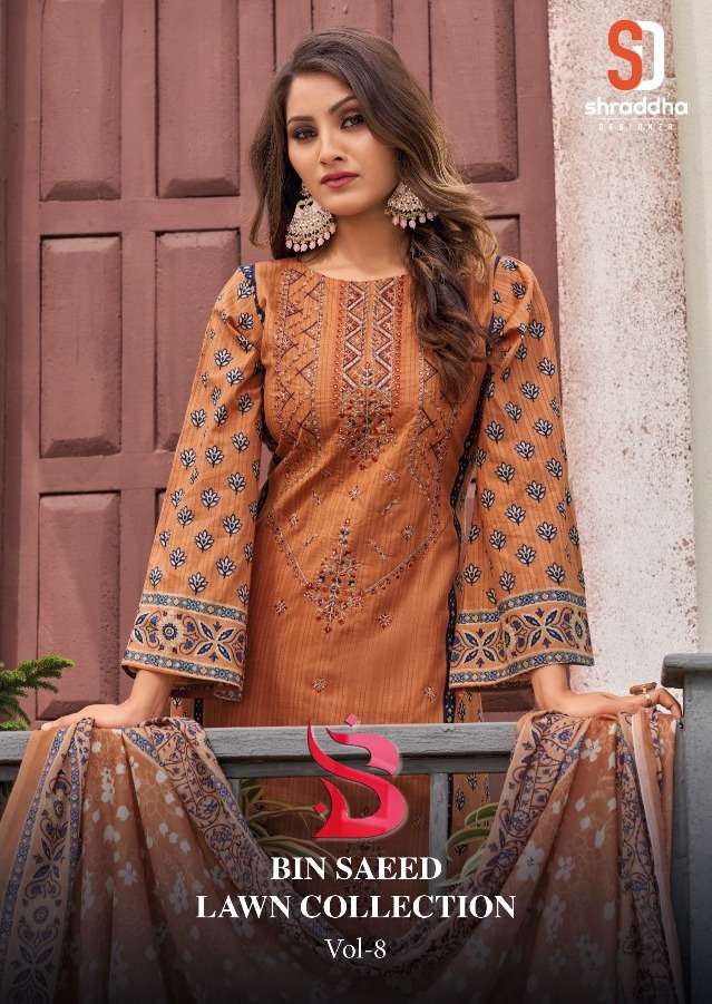 BIN SAEED LAWN COLLECTION VOL-8NX BY SHRADDHA DESIGNER COTTON LAWN DRESSES