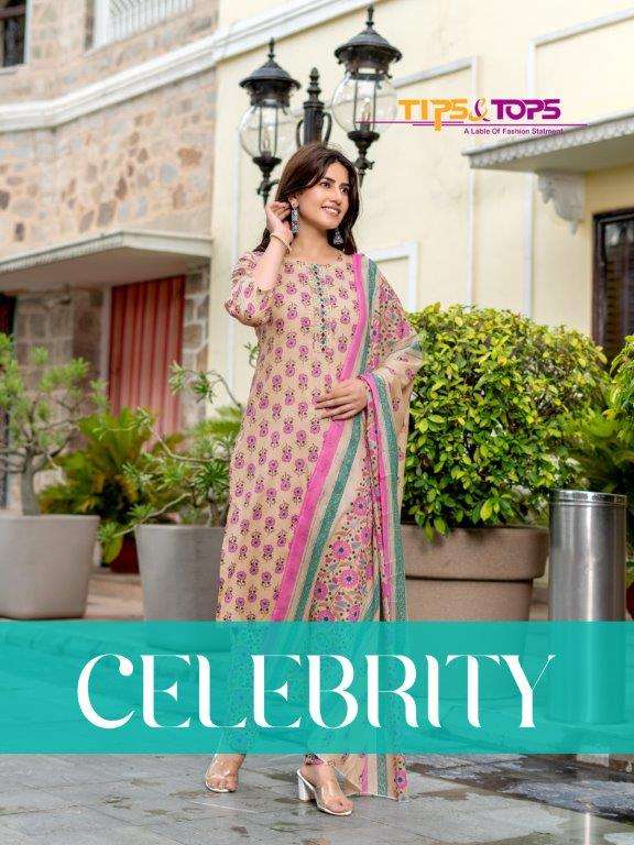 CELEBRITY VOL-1 BY TIPS & TOPS 1001 TO 1006 SERIES DESIGNER COTTON DRESSES