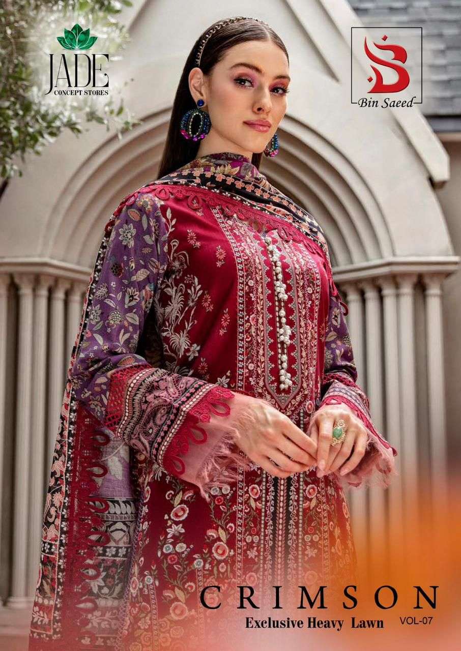 CRIMSON EXCLUSIVE HEAVY VOL-07 BY JADE 101 TO 106 SERIES PURE COTTON PRINT PAKISTANI DRESSES