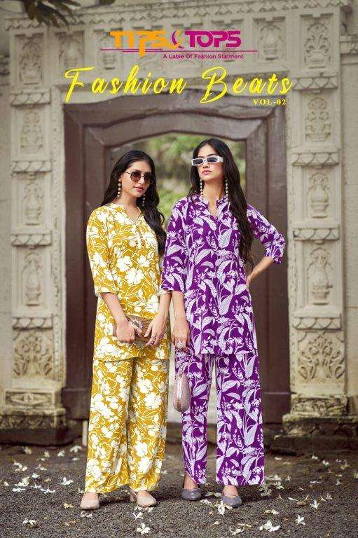 FASHION BEATS VOL-02 BY TIPS & TOPS 101 TO 106 SERIES HEAVY RAYON PRINTED CO-ORD SETS