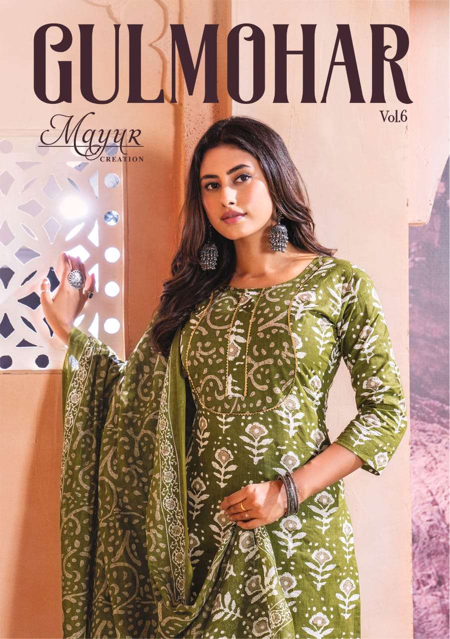 GULMOHAR VOL-6 BY MAYUR CREATION 6001 TO 6010 SERIES COTTON PRINT DRESSES