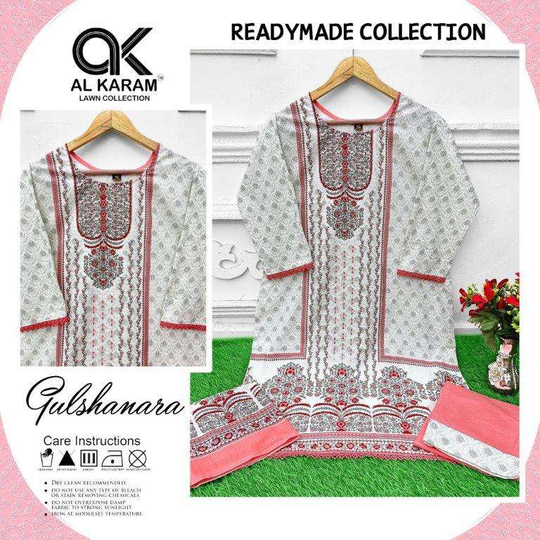 GULSHANARA BY AL KARAM 1001 TO 1004 SERIES LAWN COTTON PRINTED DRESSES