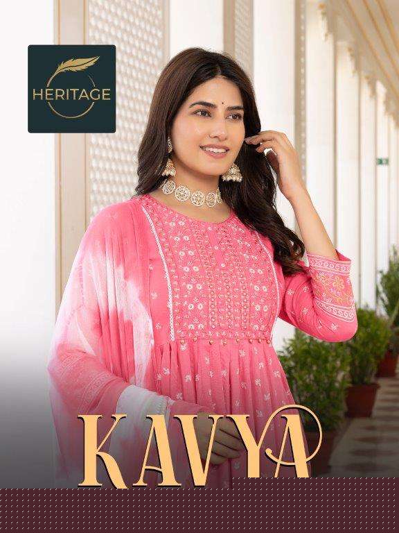KAVYA BY HERITAGE 1001 TO 1005 SERIES RAYON SLUB PRINTED DRESSES
